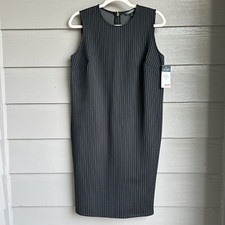 Ralph Lauren Dress Size M Black Stripe Career Mature Corporate Business Office