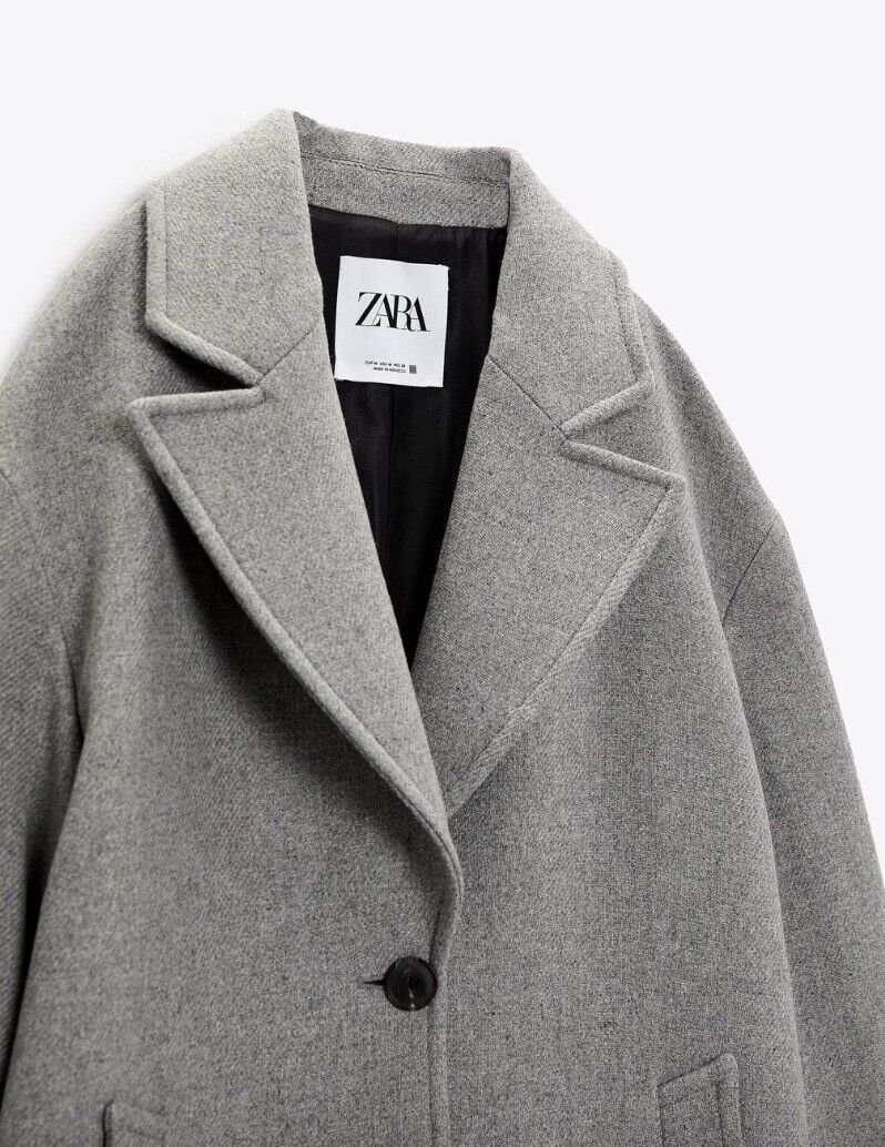 ZARA WOMEN NEW WOOL BLEND OVERSIZED COAT GRAY SIZE XS 8822 ZARA WOMEN NEW WOOL BLEND OVERSIZED COAT GRAY SIZE XS 8822