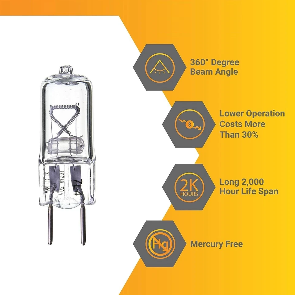12Pack Single Ended T3.5, GY8 2-Pin Clear Glass UV Protected, 3200K, 100W 1500LM - Image 2 of 4