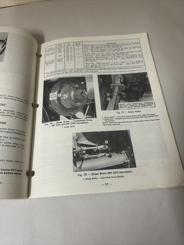 Massey Ferguson MF200 MF260 Instructions Operator Manual Forage Harvest Tractor - Picture 7 of 11