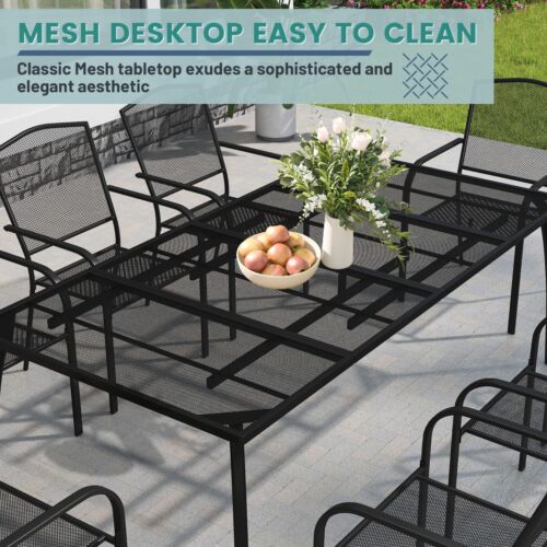 Mondawe Patio Steel Mesh Table Chair Outdoor Furniture Dining Table Chair - Picture 30 of 40