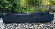 Charcoal Black Wooden Planters Garden Outdoor Flower Plant Pot Boxes Rectangular