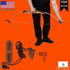 Traditional Leather Bow Stringer Brown Archery Bowstring Recurve Long Tool Rope