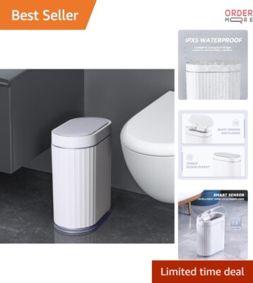 2 Gallon Motion Sensor Trash Can Slim Plastic Auto Garbage Bin for Kitchen Ba...