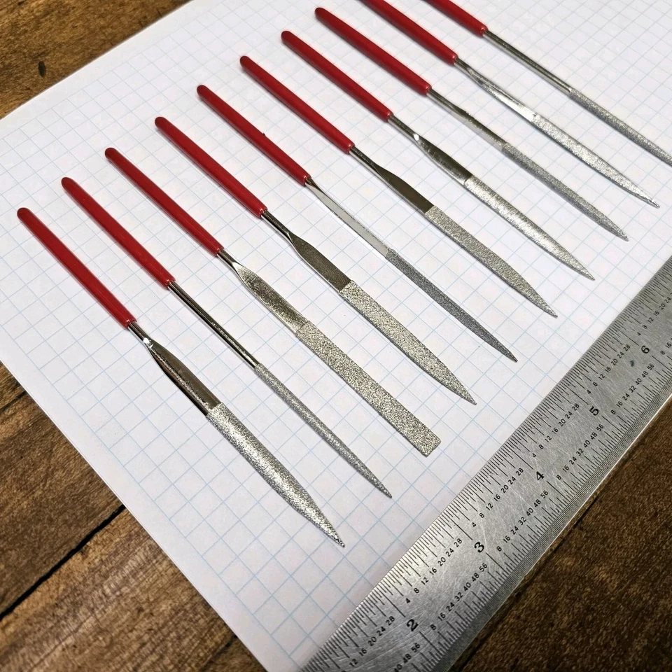 Vintage NOS Diamond Needle File Set of 10 • Diamond Jewelers Machinist Filing US - Image 2 of 3