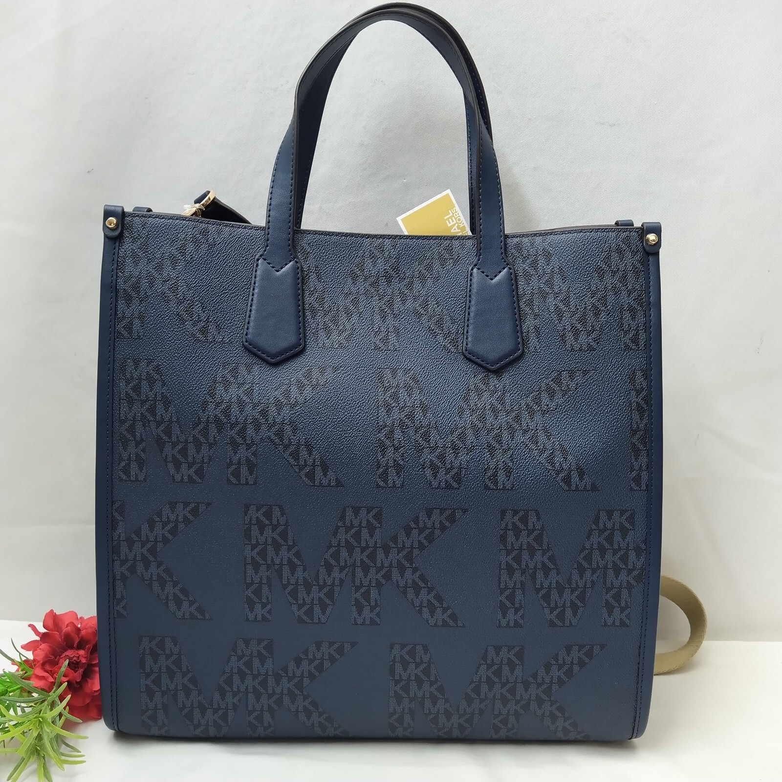 Michale Kores Maple Blue Leather Double Handle Large Tote Bag - NWT $398 image 2