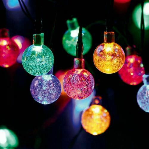LED Crystal Ball Solar Power String Lights 30 and 50 Garden Outdoor Decoration - Picture 5 of 11