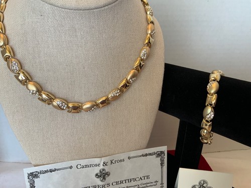 RARE CAMROSE KROSS JBK Jacqueline Kennedy Satin Polished Necklace Bracelet Set