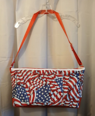 New Patriotic Stars & Stripes USA Sling Crossbody Purse Shoulder Bag Large 18x9x