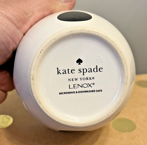 2 PC CERAMIC BLACK POLKADOT KATE SPADE SUGAR & CREAMER SET ALL IN GOOD TASTE (T) - Picture 10 of 10