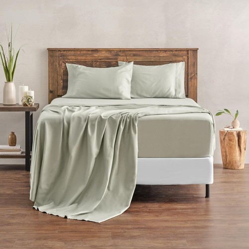 Elegant Cotton 100% Organic Cotton Sheet Set King Sage Green - NEW - 第 3/8 張圖片