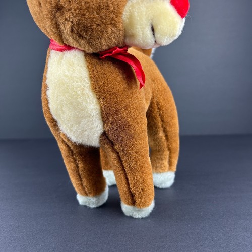 Vintage Rudolph the Red Nosed Reindeer Stuffed Plush 10" Applause Red Bow EUC - Picture 3 of 11