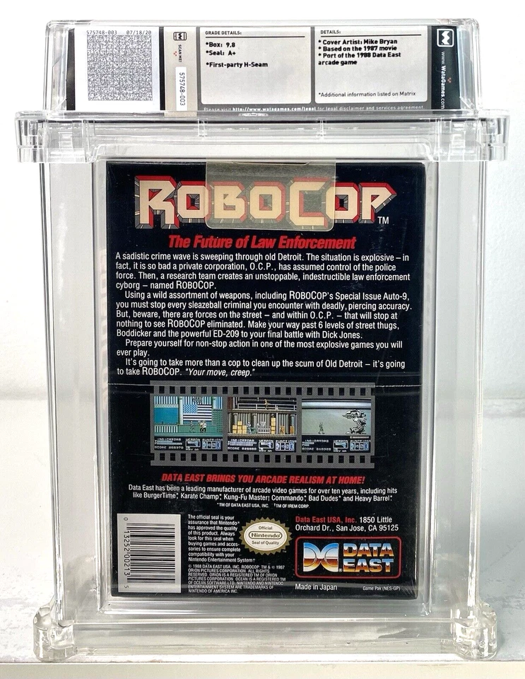 RoboCop 1988 New Nintendo NES Factory Sealed WATA Grade 9.8 A+ H-Seam TOP POP 3 - Image 2 of 4