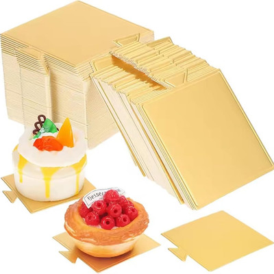 100 Stück Tortenplatte, Mousse Cake Board Rechteckig, Tortenunterlage Gold, Tort