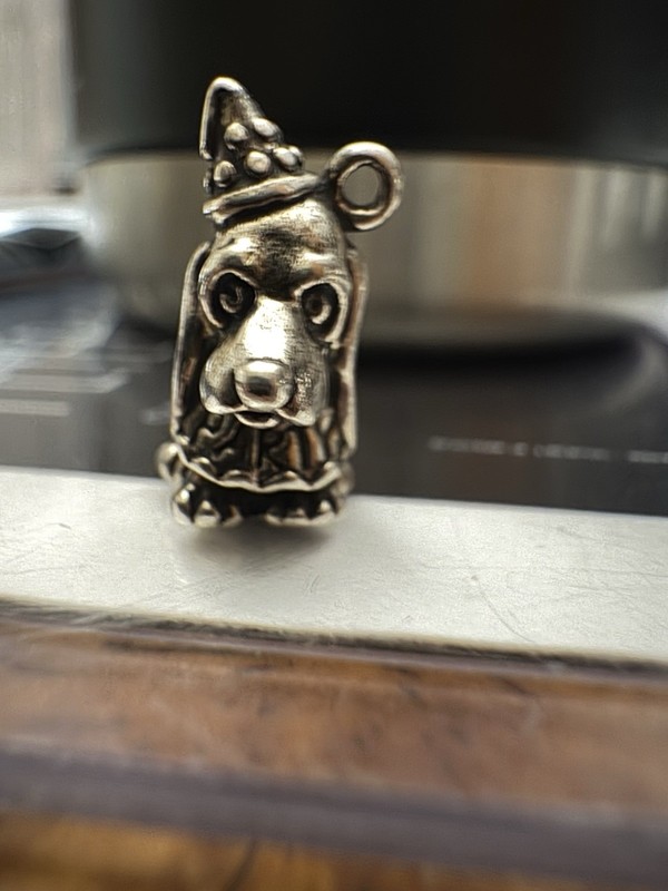 Silver Basset Hound With  Hat &Collar Charm
