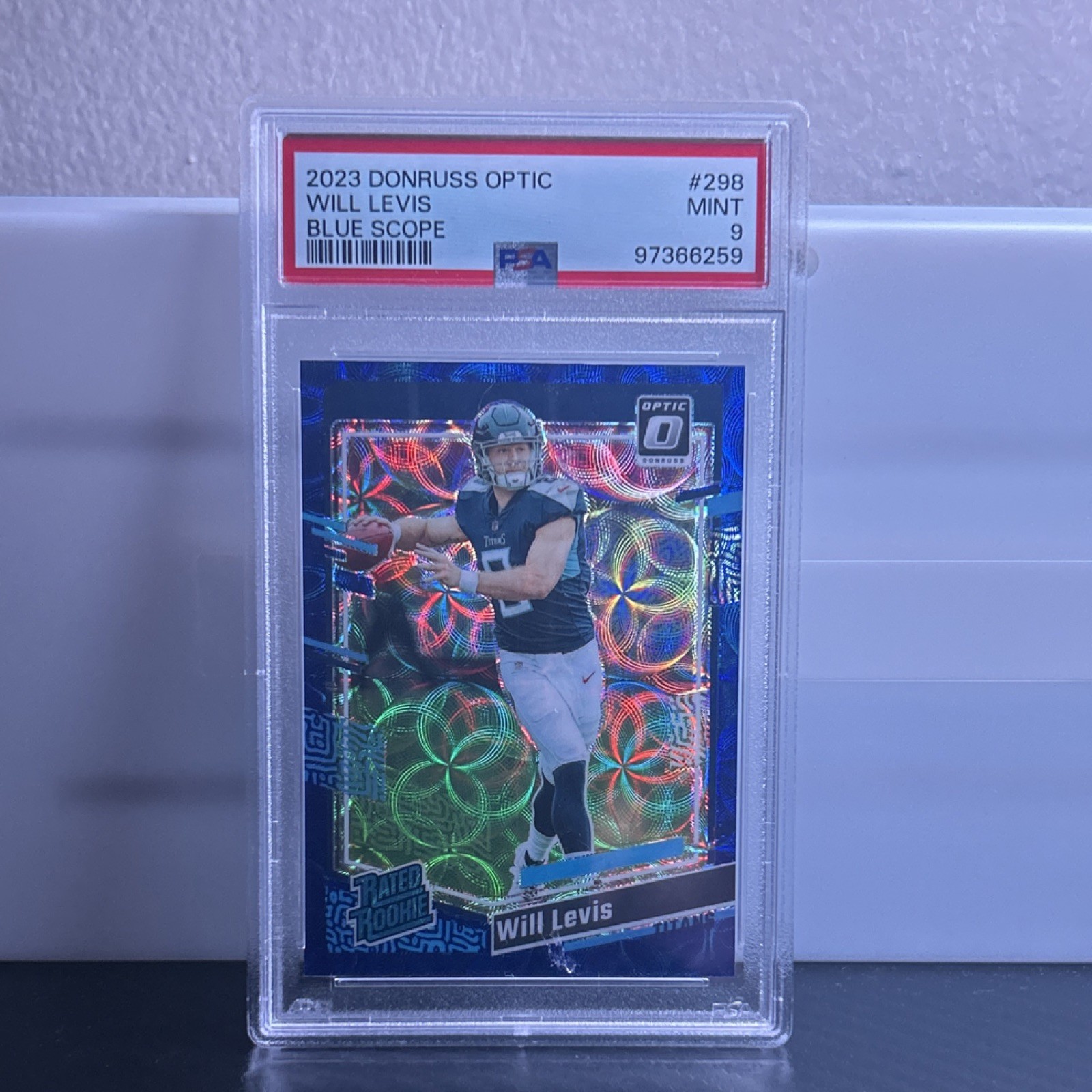 Panini 2023 Donruss Optic Rated Rookie Will Levis Blue Scope Prizm PSA 9 #298