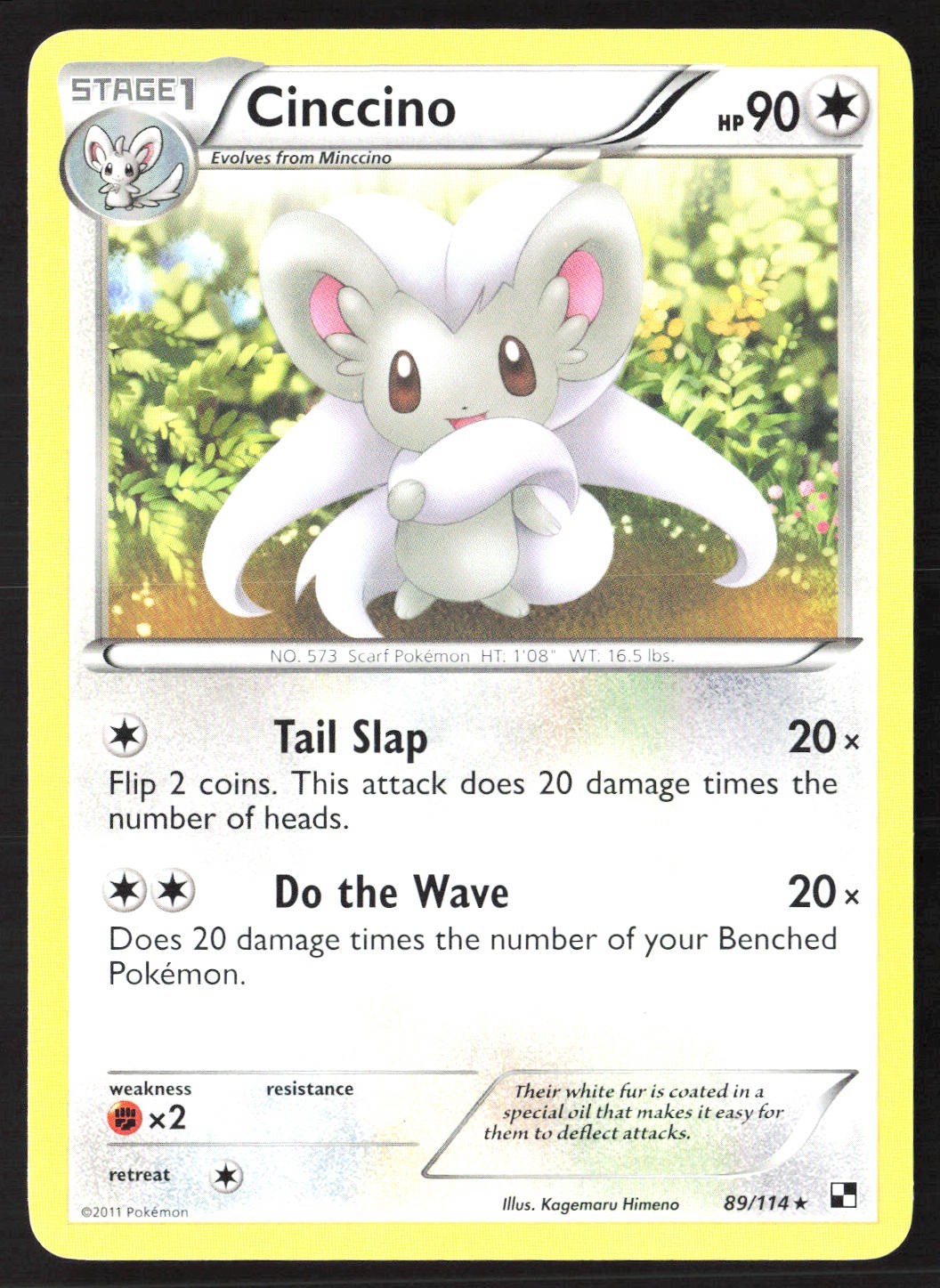 Cinccino 89/114 Rare Black and White Base Set Pokemon Card