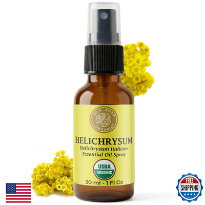 Silk Road Organic Helichrysum Italicum Essential Oil Spray for Skin Care, Wrinkl