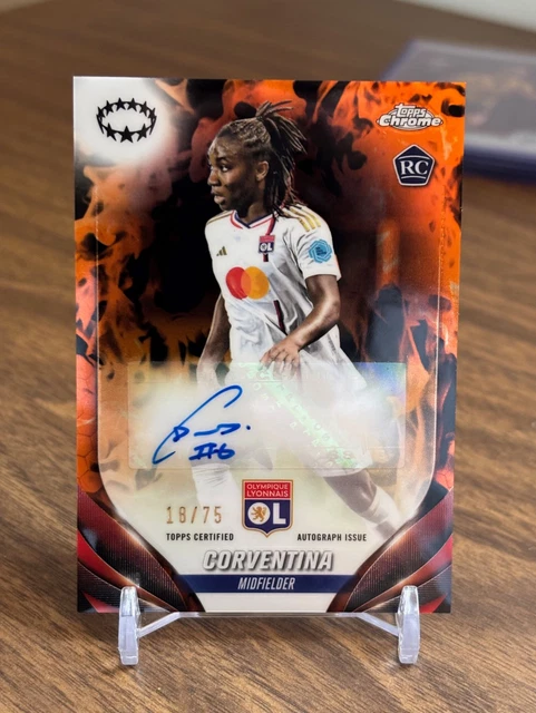 Corventina Melchie Dumornay 2023-24 Topps Chrome UWCL Auto Inferno /75 Rookie RC
