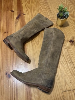Frye Bari Slouchy Brown Suede Tall Round Toe Pull On Riding Boots Women s 6.5B