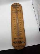 1937 CHARLOTTE NC. BARNHARDT BROS KNITTING YARNS ADVERTISING THERMOMETER SIGN