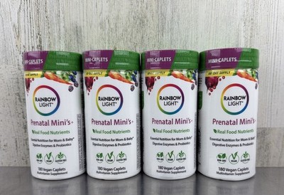 Lot Of 4 Rainbow Light Prenatal Minis Probiotics Multivitamin 180 Vegan Caplets