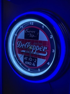 Dr. Pepper 10-4 Soda Fountain Bar Man Cave Store Neon Style Retro LED Clock Sign