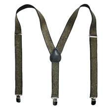 CTM® Women's Elastic Glitter Clip-End Suspenders Gold