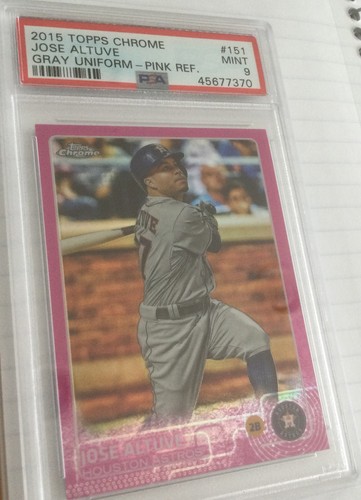 2015 Topps Chrome - Jose Altuve #151 Pink Refractor - gray uniform PSA 9 