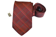 NORDSTROM MEN'S TIE BURGUNDY/PLAIDS  CHECKS Width: 3.5/8" Length: 62"