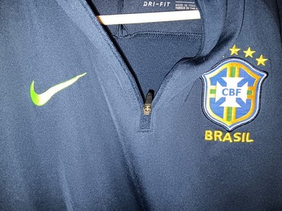CBF BRASIL BRAZIL NIKE DRI FIT MENS MEDIUM 1/4 ZIP SOCCER WARM UP