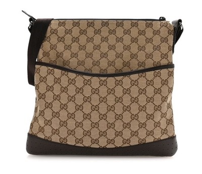 NEW IN BOX GUCCI Monogram Calfskin Perforated Medium Flat Messenger Bag