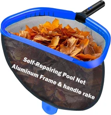 ROMIVO Pool Skimmer Net 17" Wide Fine Mesh Heavy Duty Leaf Rake for Pools & Spas