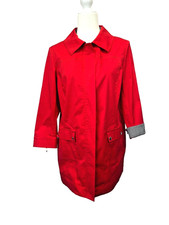 Ming Wang Full Zip Jacket Light Weight Gingham Details Red Color Ladies Size MED
