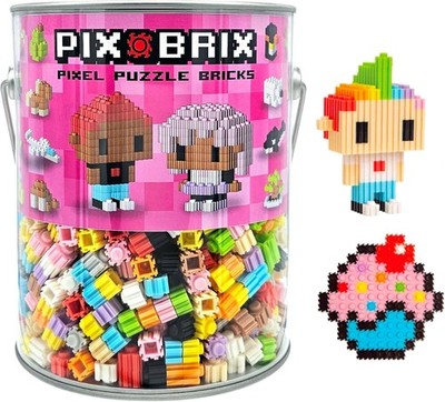 Pix Brix Pixel Art kit Puzzle Bucket - 1,500-Piece Kit with 11-Colors
