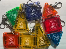 9 MAGNA TILES THE ORIGINAL MAGNETIC PLAY TILE KEYCHAINS MULTIPLE SHAPES & COLORS