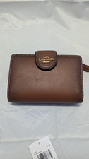 NWT Coach Medium Corner Zip Wallet CEC27 smooth leather/Gold/Redwood