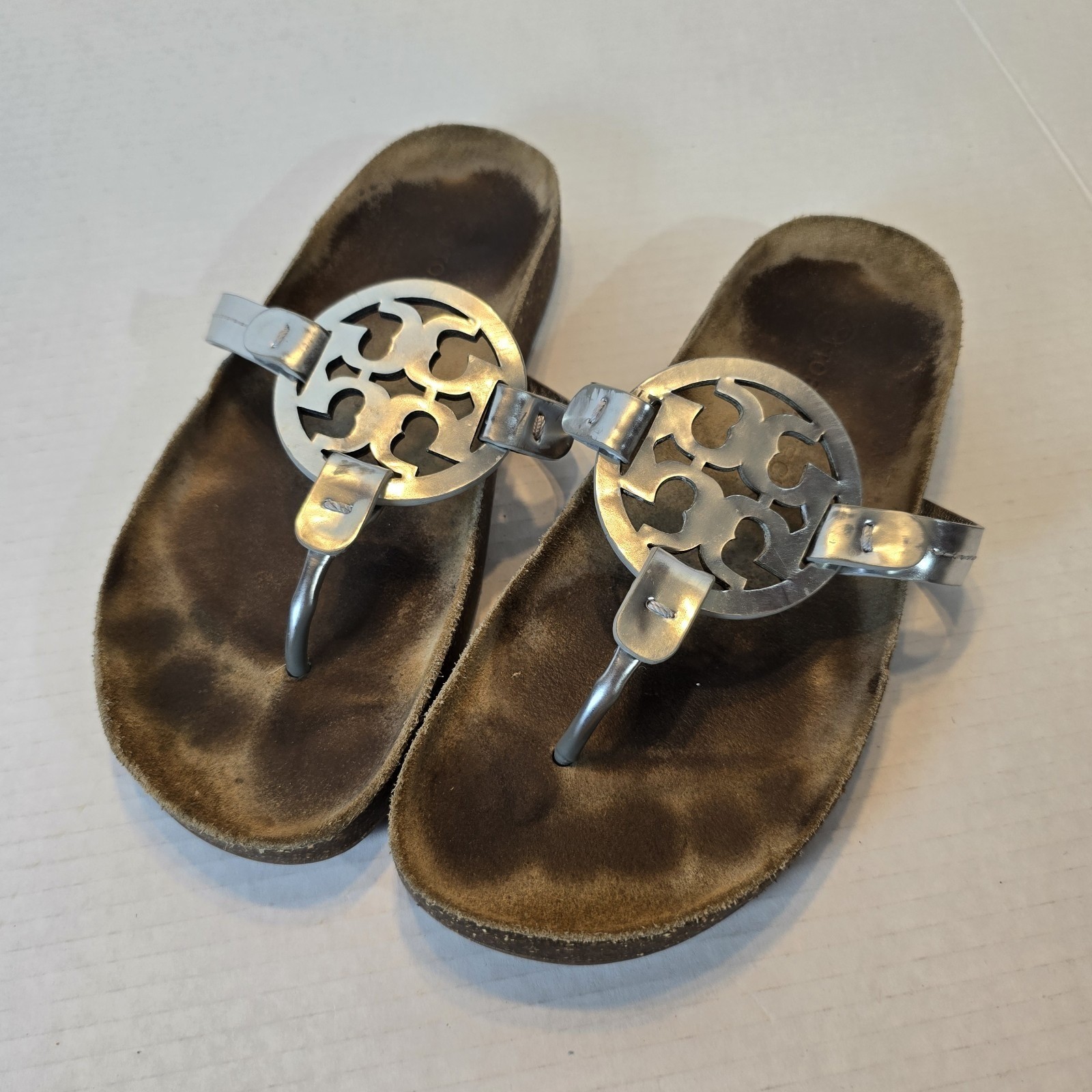 TORY BURCH MILLER CLOUD SANDAL PERFECT SILVER/ NATURAL WOMEN'S SIZE 7 $228 thumbnail 5