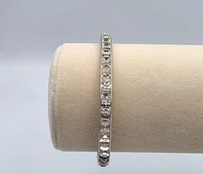 Antique Early 1900s Sterling Scrolled Hinged Bangle Bracelet