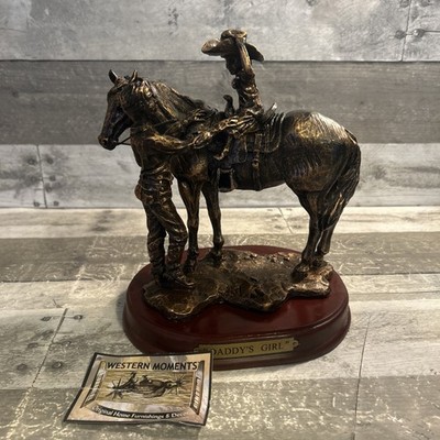 Western Moments '' Daddy s Girl  Cast Poly Resin Bronze  9  x 7.5 in.
