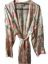 Victoria's Secret Gold Label Vintage Silk Floral Robe M/L Tie Belt