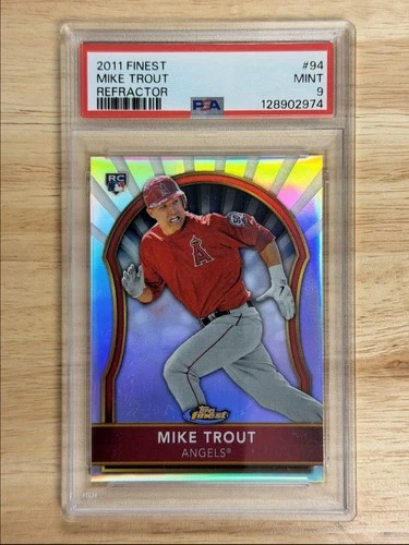 2011 Topps Finest Refractors Mike Trout RC 203/549 PSA 9 Los Angeles Angels #94