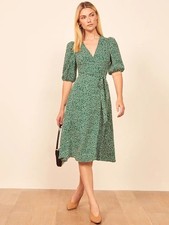 Reformation Christa Midi Wrap Dress in Wyoming Green Floral XL $210