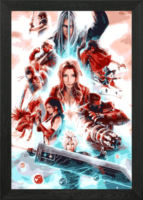 Final Fantasy VII Figuren gerahmtes Wandbild Poster Leinwanddruck Bild