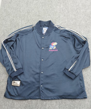Vintage Kansas Jayhawks Jacket Mens Large Blue NCAA Basketball Pro Player 90s