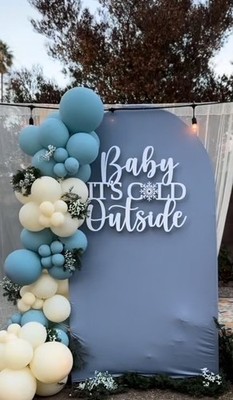 31 (80cm) X 26 (65cm) hanging for back drop, baby its cold outside sign