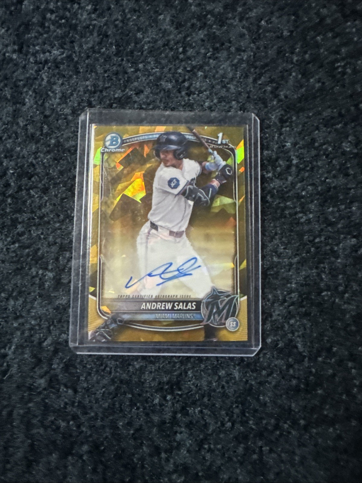 2025 Bowman Chrome Sapphire Andrew Salas Prospect Auto Gold #26/50 Miami Marlins