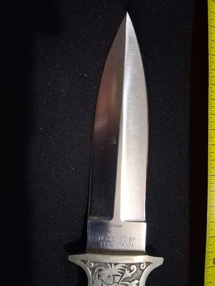 VINTAGE TAYLOR CUTLERY "DEVILS HEAD" DBL EDGED DAGGER FIXED BLD BY PHIL MANN - Image 4 of 4