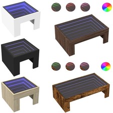Couchtisch Wohnzimmertisch Sofatisch mit LED Beleuchtung Stehtische Holz & Glas