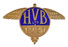 World War Two HVB Ltd Workers On War Service Enamel Lapel Brooch Badge
